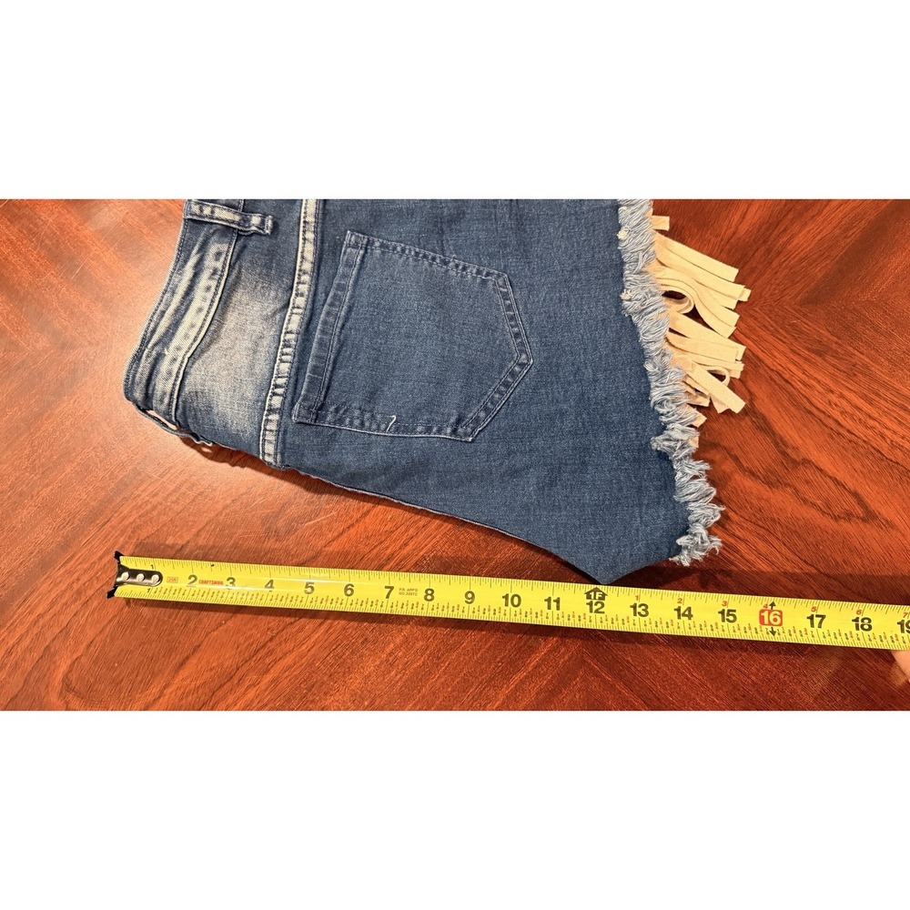 Crazy Train Women's Size‎ S Fringe Denim Shorts Western Rodeo Boho Festival - Picture 5 of 6